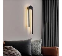 LED Wall Lamp U-Shaped Black Gold Industrial Background Lighting Living Room Dining Room(Black,100cm)