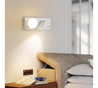 LED Wall Lamp with Adjustable Reading Lights and USB Ports, Rotatable Sconce for Bedroom and Living Room, Perfect for Hotels and Studies