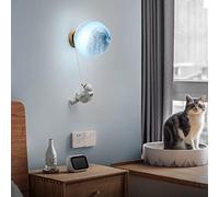 LED Wall Light Children's Wall Lamp Cartoon Astronaut Design Ceiling Lamp Three-Tone Light Night Light Boy Girl Children's Room Sconce Lamp Acrylic Bedroom Bedside Lamp Wall Lighting,C