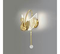 LED Wall Light Gold Metal Wall Sconce Modern Swan Shape Wall Lamp, 3 Color Mode Wall Lighting Fixture for Living Room Bedroom Bedside Decoration, Indoor Wall Wash Lights