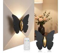 LED Wall Light - Indoor Butterfly Decorative Light, Rechargeable Motion Sensor Night Lamp, 3 Modes Continuously Dimmable, USB Magnetic Wall Sconces with Remote Control and Time, Bedroom Lights