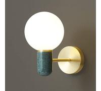 LED Wall Light, Marble White Glass Ball Wall Mount Lighting, Indoor Decoration Wall Lamp H65 Brass Wall Sconce G9 Lighting Fixtures for Bedroom Headboard Background Wall Staircase