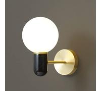 LED Wall Light, Marble White Glass Ball Wall Mount Lighting, Indoor Decoration Wall Lamp H65 Brass Wall Sconce G9 Lighting Fixtures for Bedroom Headboard Background Wall Staircase