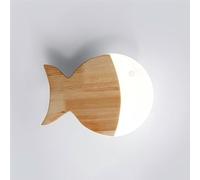 LED Wall Light Modern Wooden Fish Wall Sconce for Kids Room Bedside Corridor Living Room Japanese Style Mounted Lamp