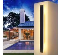 LED Wall Light Outdoor/Indoor Long Wall Lamp Anthracite, IP67 Waterproof Exterior Wall Lights Aluminum Alloy Black Outdoor Light for Terrace Wall Lamp for Gardens, Villa, Warm Light, 115 * 5cm, 28W
