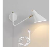 LED Wall Light, Retro Plug-in Sconce with Switch, Adjustable Arm Reading Lamp, E27 Fixture for Bedroom, Living Room, Bathroom - 1.8m Cord, Indoor Use, Gold Finish
