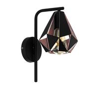 LED Wall Light / Sconce Geometric Black & Antique Copper 1 x 60W E27 Bulb