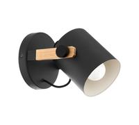 Loops LED Wall Light / Sconce Wood / Adjustable Black & Creme Shade 1 x 28W E27 Bulb Loops Black