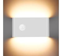 LED Wall Light with Motion Sensor Up Down Outdoor Light 3000K Warm Light Aluminum Wall Sconce IP65 Waterproof Modern Indoor/Outdoor Light for Hallway Stairs Living Room, 85-220V