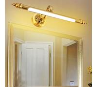LED Wall Lights Indoor Bathroom Waterproof Mirror Front Wall Sconce 240° Adjustable Light Head Vintage Long Copper + Acrylic for Interior Bedroom Living Room (51cm,Warm Light)