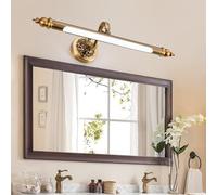 LED Wall Lights Indoor Bathroom Waterproof Mirror Front Wall Sconce 240° Adjustable Light Head Vintage Long Copper + Acrylic for Interior Bedroom Living Room (51cm,Light)