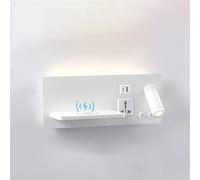 LED Wall Lights Indoor Bedside Wireless Charging Wall Sconce with USB/Type-C Charging Port Wall Lamp 350° Rotating Spotlights for Hotel Living Room (Right,1 Pack)