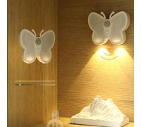 LED Wall Lights Indoor Dimmable Butterfly with Motion Sensor Rechargeable Night Light with Auto/ON/Off and Removable Magnet Wall Lamp Wireless Wall Sconces for Kids's Rooms (White,2 Packs)