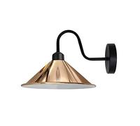 Led Wall Lights Indoor Modern Rose Gold 22cm Cone Shaped Shade Swan Neck Led Sconce Fittings Not Battery Operated Wall Lamp for Living Room, Bedroom, Hallway