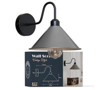 Led Wall Lights Indoor Modern Satin Nickel 22cm Cone Shaped Shade Swan Neck Led Sconce Fittings Not Battery Operated Wall Lamp for Living Room, Bedroom, Hallway