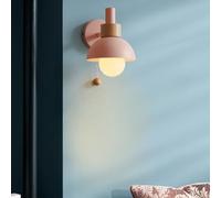 LED Wall Lights Indoor Vintage Wall Lamp Wall Sconce Modern Iron Wood for Bedroom Living Room Hallway Stairs (Pink)