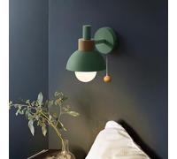 LED Wall Lights Indoor Vintage Wall Lamp Wall Sconce Modern Iron Wood for Bedroom Living Room Hallway Stairs (Green)