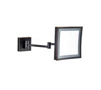 LED Wall-Mounted Folding Makeup Mirror Black 5X Double-Sided Beauty Mirror with Hidden Installation Square Design for Bathroom Vanity Perfect for Flawless Makeup