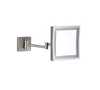 LED Wall-Mounted Folding Makeup Mirror Square Double-Sided Beauty Mirror with Hidden Installation 5X Magnifin Brushed Nickel Finish - Perfect for Bathroom Use