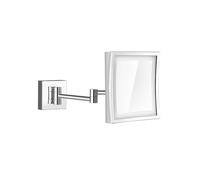 LED Wall-Mounted Folding Makeup Mirror Square Dual-Sided Beauty Mirror with Hidden Installation Chrome Finish 3X Magnifin for Bathroom Vanity
