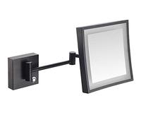 LED Wall Mounted Makeup Mirror, 3X Magnifying Touch Screen, Extendable Square Vanity Mirror with Swivel Design and Chrome Finish