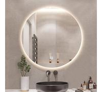 LED Wall-Mounted Round Bathroom Mirror with Touch Switch IP44 Waterproof Available in 40/50/60/70/80cm - Perfect for Makeup and Daily Use
