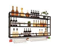 LED Wall-Mounted Wine Rack Black Iron Hanging Bottle Holder Multifunctional Wine Display Shelf for 10 Bottles 100x90cm/39.4x35.4in Perfect for Home Bar & Kitchen Decor