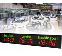 LED Wall Mounted World Clock Multiple Time Zones,Upgraded 3/4/5/6 Cities Digital Time Zone Clock, Editable City Name, Suitable for Hotels, Enterprises, Airports