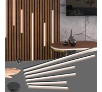 LED Wall Panel Lights Black, Wood Slat Wall Panel Strip Light, 3000K Touch Switch Dimmable LED Recessed Lighting for Living Room Bedroom Bathroom Stairs, 6PCS, 40cm,60cm,90cm,White[Energy Class A]