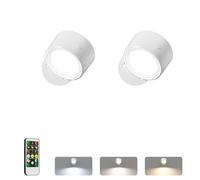 LED Wall Reading Lights with Remote, 2 Pcs Rechargeable Wall Mounted Reading Sconces Lamp 3000mAh, 3 Colors & Dimmable Magnetic 360° Rotation Wall Lighting Spotlights for Bedroom Bedside, White