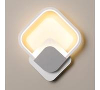 Led Wall Sconce Acrylic Wall Light for Bedside, 3 Color Temperatures 12W Wall Mounted Lamp, Living Room Bedroom Hallway Indoor Lighting Fixtures/White/Round