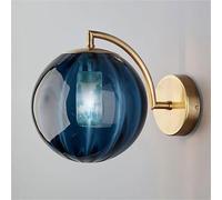 LED Wall Sconce Glass Globe Light Fixure Fittings, 15cm/5.9”Modern Ribbed Ball Indoor Lamp s Bedroom, Loft, Bar, Living Room, Kitchen Island, E27, Bulb Not Included(Blue)