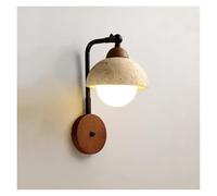 LED Wall Sconce - Japanese Style Half Circle Lamp with Travertine Stone for Home Decoration, Corridor, Hallway, Stairway Atmosphere Lighting