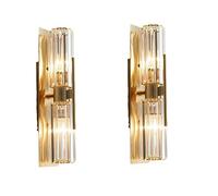 LED Wall Sconce Light Gold K9 Crystal Brushed Brass Finish Vintage ing, Indoor Bedroom s, Mounted Lamp Bathroom Vanity Fixture for Hallway Living Room, Set of 2