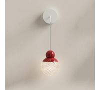 LED Wall Sconce Lighting Cream Style Bedside Wall Lamp with Acrylic Shade, 5W Red Room Metal Wall Light White Elegant Indoor Hanging Wire Wall Sconces, Adjustable Heig