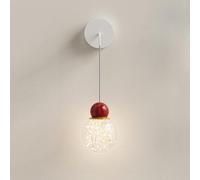 LED Wall Sconce Lighting Cream Style Bedside Wall Lamp with Acrylic Shade, 5W Red Room Metal Wall Light White Elegant Indoor Hanging Wire Wall Sconces, Adjustable Heig