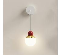 LED Wall Sconce Lighting Cream Style Bedside Wall Lamp with Acrylic Shade, 5W Red Room Metal Wall Light White Elegant Indoor Hanging Wire Wall Sconces, Adjustable Heig