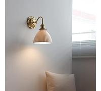 LED Wall Sconce Modern Indoor Decor Bedroom Living Room Hallway Entryway Stairway Lamp Copper and Ceramics Shades E27 Base (Color : C)