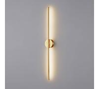 LED Wall Sconce - Modern Linear Acrylic Lampshade, Minimalist Copper Lighting Fixture for Bathroom, Bedroom, Hallway - Hardwired Antique Brass Vanity Light