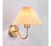 LED Wall Sconce with Pleated Fabric Shade - Gooseneck Metal Design for Bedside Reading, Simple Indoor Decorative Light, Ideal for Bathroom, Dresser, and Vanity Hardwired Lighting (White-B)