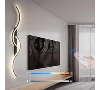 LED Wall Sconce with Remote - Dimmable Indoor Lighting 2700-6500K, Simple Lines Aluminum Design for Bedroom, Corridor, Stairway (Black, 60cm)