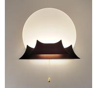 LED Wall Sconce Wooden Wall Light with Pull Switch Geometric Wall-Mounted Light Japanese Style Living Room TV Background Decorate Wall Lamp