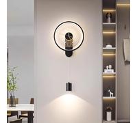 LED Wall Sconces Clock Creative with 3 Colors Lighting Design Light Black Mounted Modern Decor for Living Room Dining Office Kitchen Lamp