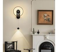 LED Wall Sconces Clock Creative with 3 Colors Lighting Design Light Black Mounted Modern Decor for Living Room Dining Office Kitchen Lamp