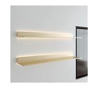 LED Wall Shelf Light Emitting Aluminum Alloy L-Shaped Divider Modern Bookshelf for Living Room Gold Color 40 x 20 x 7.5 cm Stylish Home Decor Space Saver