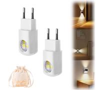 LED Wall Socket Night Light, LED Night Light Plug-in Wall Outlet Light, 360° Mini Smart LEDs Walls Socket Nightlight with Auto-Dimmer for Bedroom Bathroom Stairs Hallway (White(White Light),2pc)