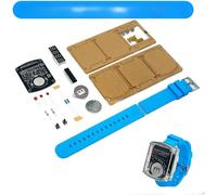 LED Watch DIY Kit - Electronic Clock Assembly with Red Digital Display, Soldering Practice Circuit Board for 12/24-Hour, Stopwatch & Countdown Timer(Azure)