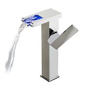 LED Waterfall Bathroom Faucet Modern Single Handle Brass Sink Mixer Hot & Cold Adjustable Ceramic Valve Chrome Finish Stylish Bidet Tap for Home Decor
