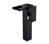 LED Waterfall Bathroom Faucet Modern Single Handle Brass Sink Mixer Hot & Cold Adjustable Ceramic Valve Black Finish Stylish Basin Tap for Luxury Bath Decor