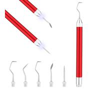 LED Weeding Tool for Vinyl with 5 Kinds of Hooks, Craft Weeding Tools for Vinyl with Light, Pin Pen Weeding Tool Set for Silhouettes Cutting DIY Crafting, No Battery (Red)